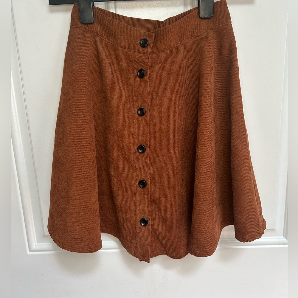 SHEIN small brown ribbed buttoned skirt